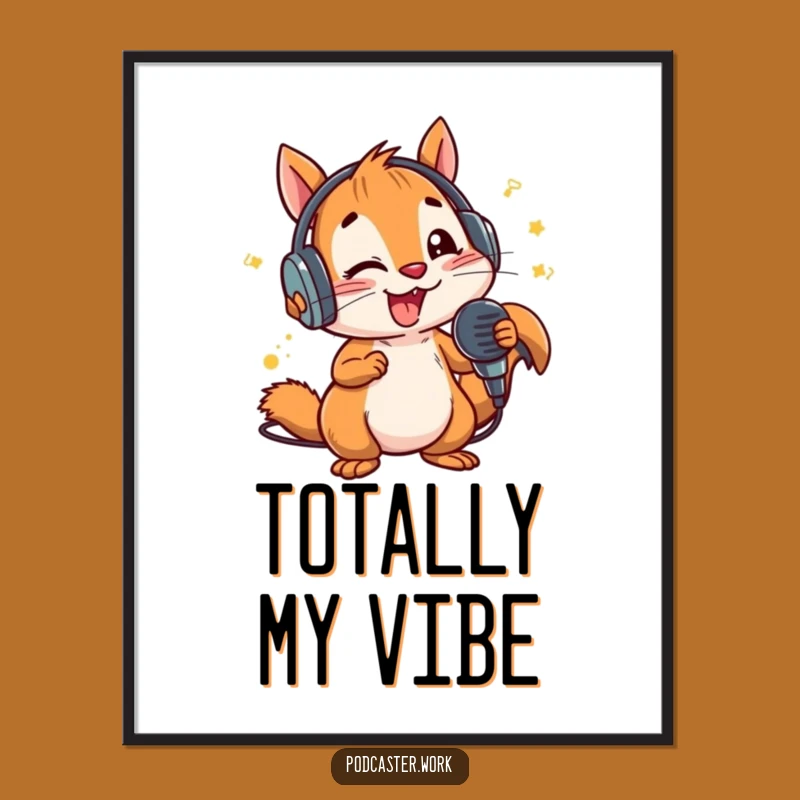 Funny Squirrel MC Digital Print: Energetic Star Wall Art, Music Lover Decor