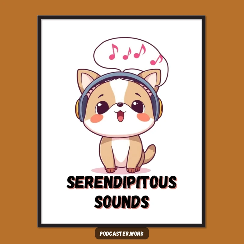 Funny Surprised Animal Music Digital Art: Melodic Wall Decor Gift