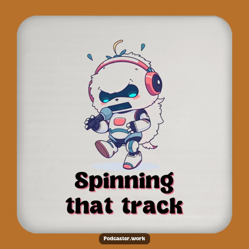 Funny Fluffy Robot DJ Coaster: Protect Surfaces with Music Flair Gift