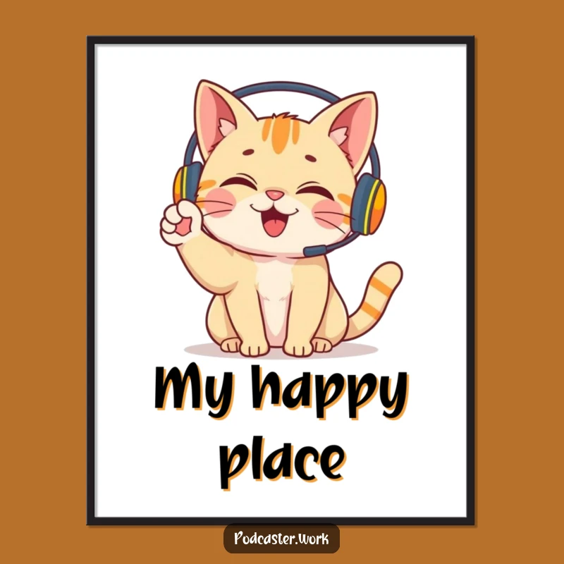 Funny Cat Gamer Poster: Giggling Headset Art, Cute Wall Decor, Gift Idea