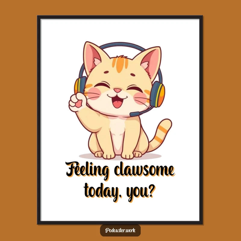 Free Printable Wall Art: Giggling Cat DJ - Funny Headset Art, Downloadable Decor
