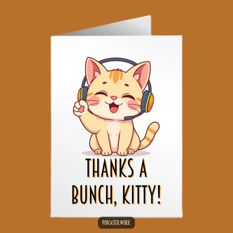 Free Printable Thank You Card: Giggling Cat DJ - Funny Downloadable Express Gratitude