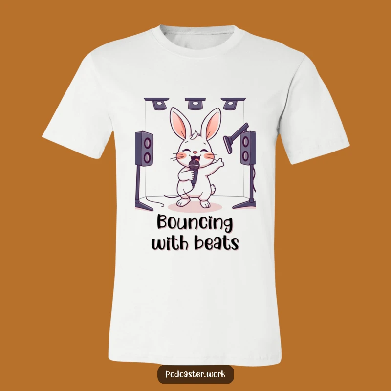 Funny Hyperactive Rabbit Mic T-Shirt - Energetic Humorous Music Tee