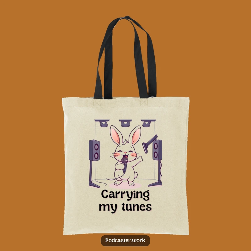 Funny Hyperactive Rabbit Mic Tote Bag - Energetic Humorous Carry-All