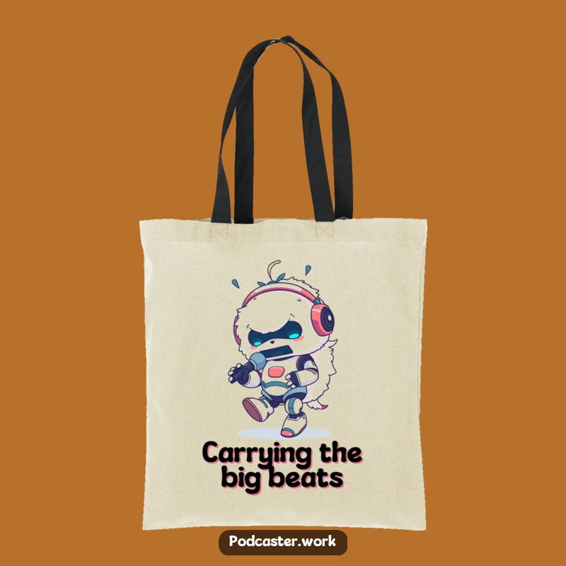Funny Fluffy Robot DJ Tote Bag: Carry Your Beats in Style Gift